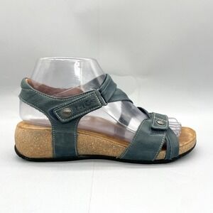 Taos Womens 6 Universe Sandals Shoes Blue Leather Cork Comfort‎ Strappy Wedge